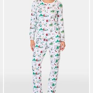 Roller Rabbit White Pajamas with Colorful Holiday Print